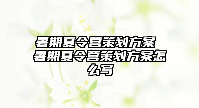 暑期夏令营策划方案 暑期夏令营策划方案怎么写