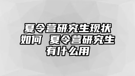 夏令营研究生现状如何 夏令营研究生有什么用