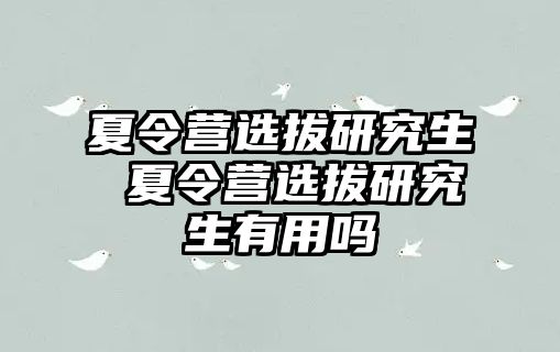 夏令营选拔研究生 夏令营选拔研究生有用吗