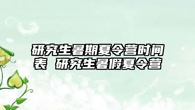 研究生暑期夏令营时间表 研究生暑假夏令营