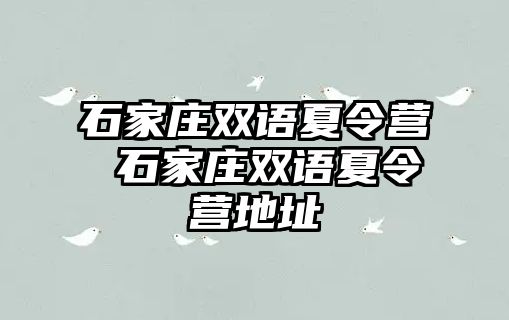 石家庄双语夏令营 石家庄双语夏令营地址