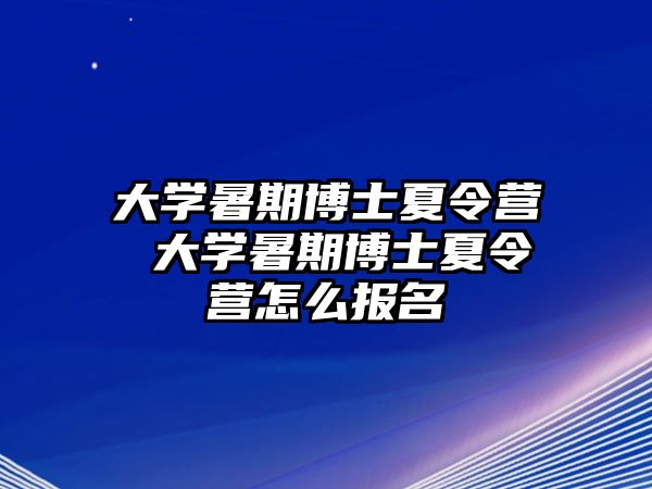 大学暑期博士夏令营 大学暑期博士夏令营怎么报名