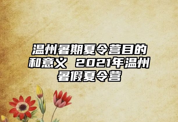 温州暑期夏令营目的和意义 2021年温州暑假夏令营