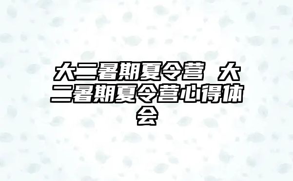 大二暑期夏令营 大二暑期夏令营心得体会