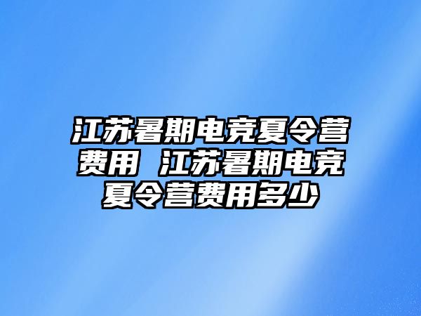 江苏暑期电竞夏令营费用 江苏暑期电竞夏令营费用多少