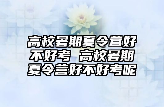 高校暑期夏令营好不好考 高校暑期夏令营好不好考呢