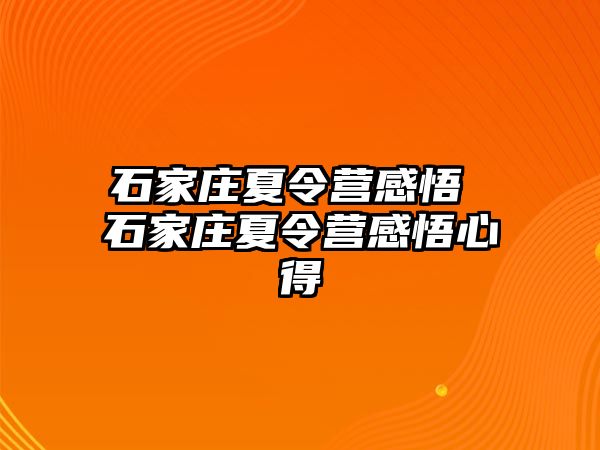 石家庄夏令营感悟 石家庄夏令营感悟心得