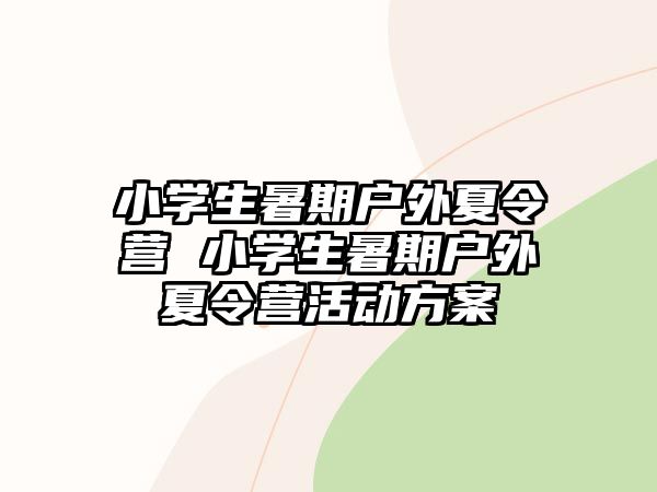 小学生暑期户外夏令营 小学生暑期户外夏令营活动方案