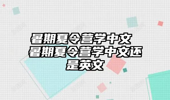 暑期夏令营学中文 暑期夏令营学中文还是英文