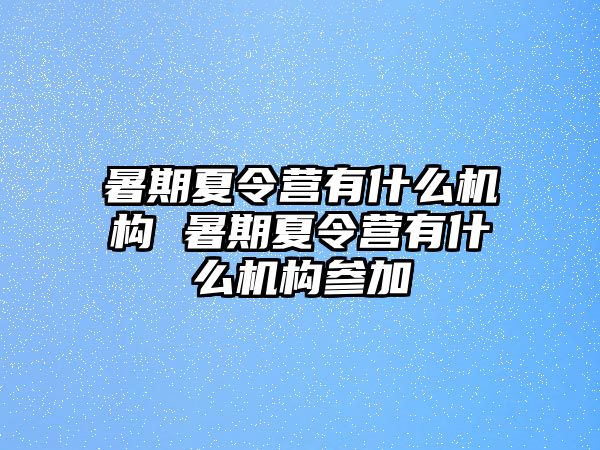 暑期夏令营有什么机构 暑期夏令营有什么机构参加