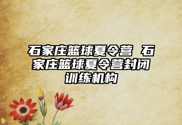 石家庄篮球夏令营 石家庄篮球夏令营封闭训练机构