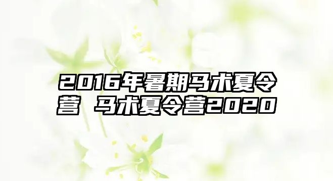 2016年暑期马术夏令营 马术夏令营2020