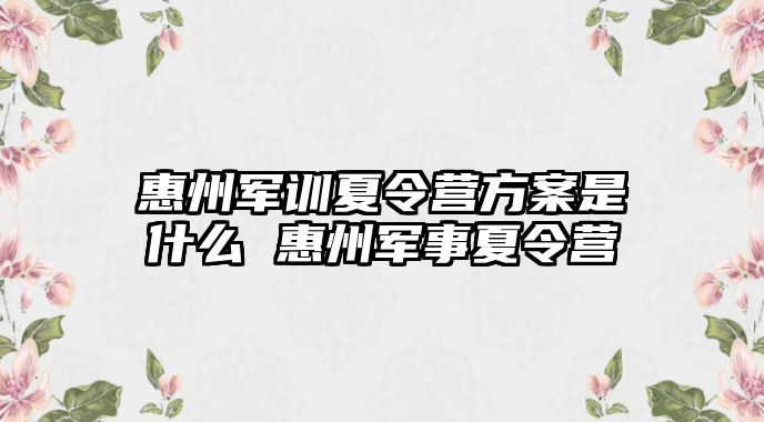 惠州军训夏令营方案是什么 惠州军事夏令营