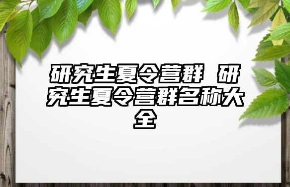 研究生夏令营群 研究生夏令营群名称大全