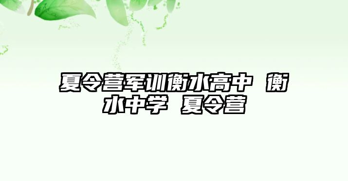 夏令营军训衡水高中 衡水中学 夏令营