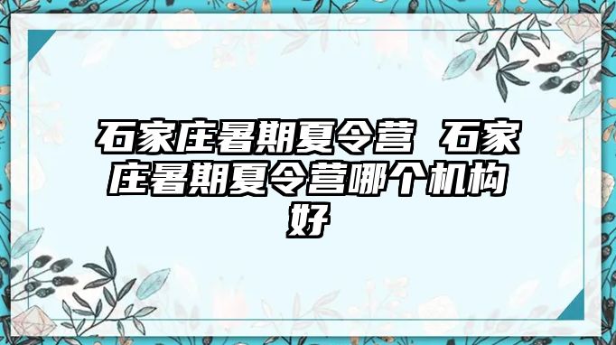 石家庄暑期夏令营 石家庄暑期夏令营哪个机构好