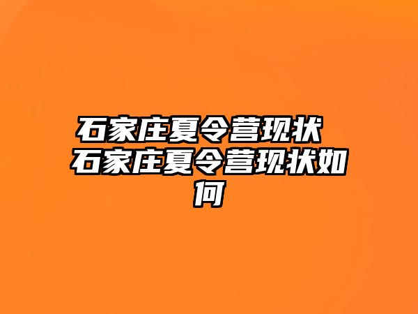 石家庄夏令营现状 石家庄夏令营现状如何