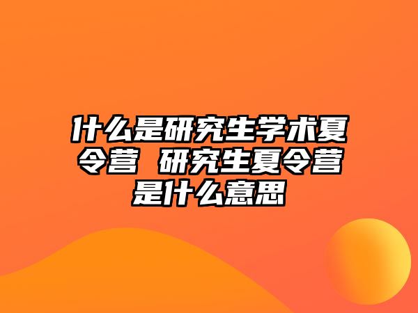 什么是研究生学术夏令营 研究生夏令营是什么意思