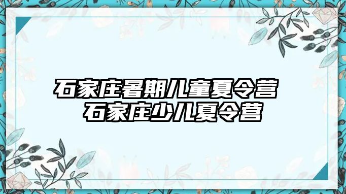 石家庄暑期儿童夏令营 石家庄少儿夏令营