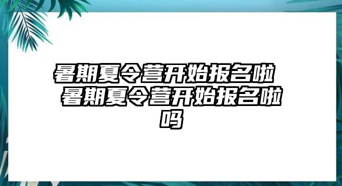 暑期夏令营开始报名啦 暑期夏令营开始报名啦吗