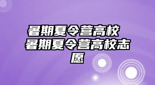 暑期夏令营高校 暑期夏令营高校志愿