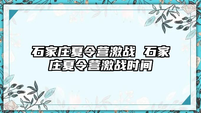 石家庄夏令营激战 石家庄夏令营激战时间