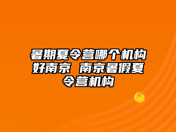 暑期夏令营哪个机构好南京 南京暑假夏令营机构