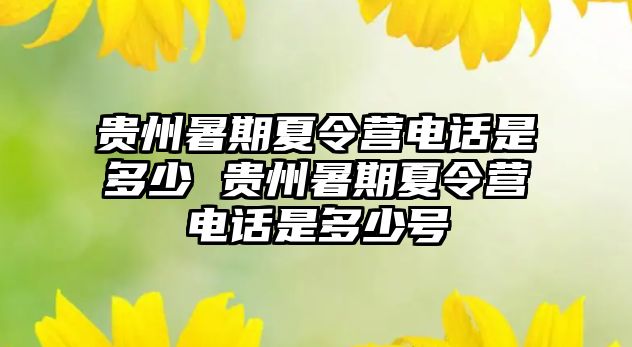 贵州暑期夏令营电话是多少 贵州暑期夏令营电话是多少号