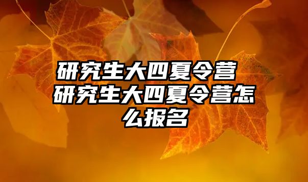 研究生大四夏令营 研究生大四夏令营怎么报名