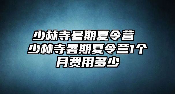 少林寺暑期夏令营 少林寺暑期夏令营1个月费用多少