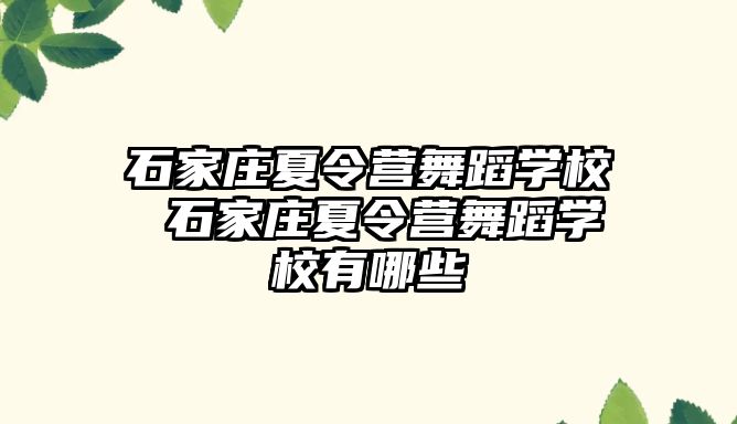 石家庄夏令营舞蹈学校 石家庄夏令营舞蹈学校有哪些