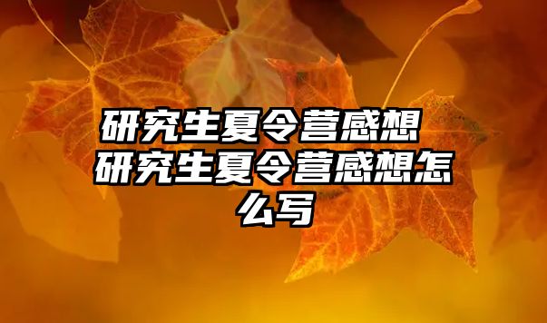 研究生夏令营感想 研究生夏令营感想怎么写