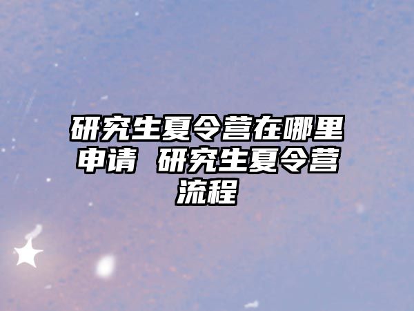 研究生夏令营在哪里申请 研究生夏令营流程