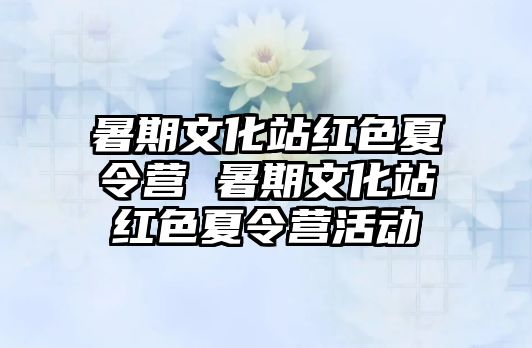 暑期文化站红色夏令营 暑期文化站红色夏令营活动