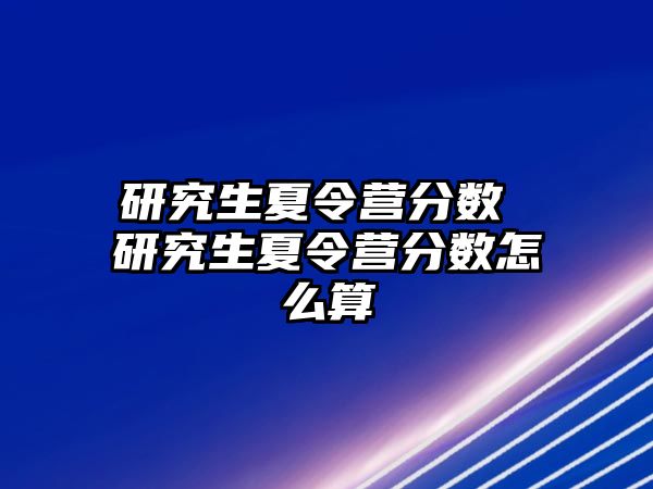 研究生夏令营分数 研究生夏令营分数怎么算