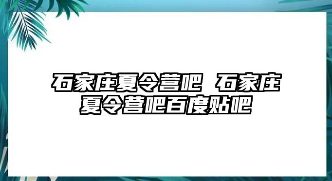 石家庄夏令营吧 石家庄夏令营吧百度贴吧