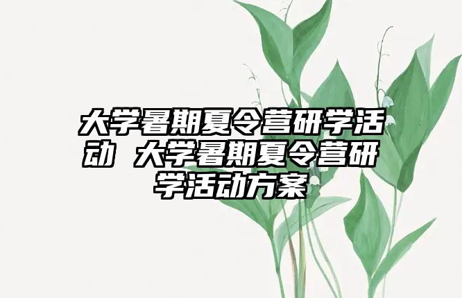 大学暑期夏令营研学活动 大学暑期夏令营研学活动方案