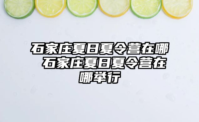 石家庄夏日夏令营在哪 石家庄夏日夏令营在哪举行