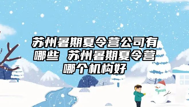 苏州暑期夏令营公司有哪些 苏州暑期夏令营哪个机构好