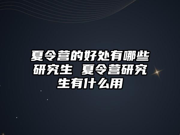 夏令营的好处有哪些研究生 夏令营研究生有什么用