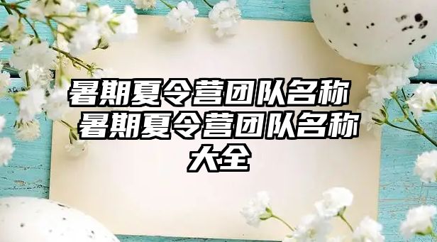 暑期夏令营团队名称 暑期夏令营团队名称大全