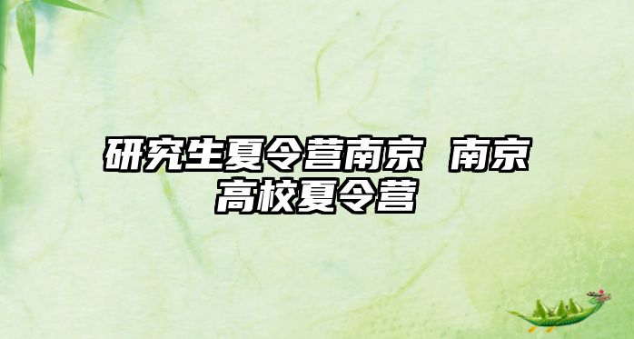 研究生夏令营南京 南京高校夏令营