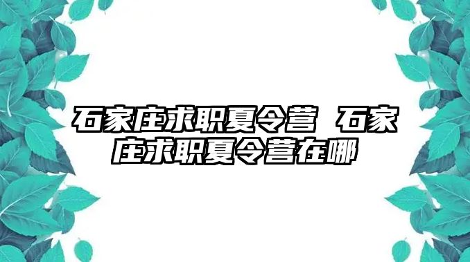 石家庄求职夏令营 石家庄求职夏令营在哪