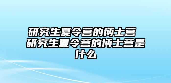 研究生夏令营的博士营 研究生夏令营的博士营是什么