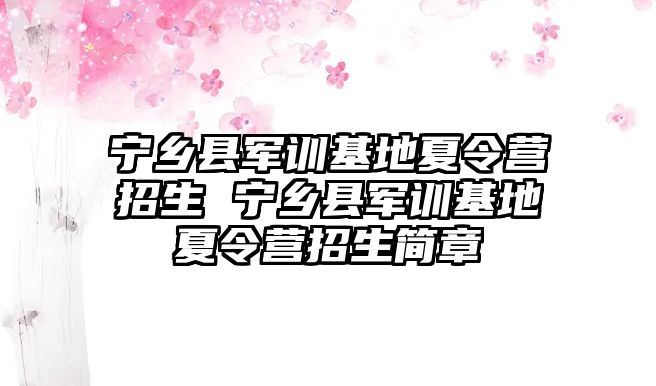 宁乡县军训基地夏令营招生 宁乡县军训基地夏令营招生简章