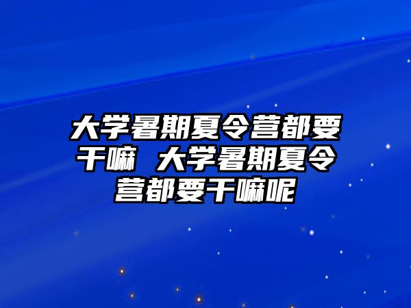 大学暑期夏令营都要干嘛 大学暑期夏令营都要干嘛呢