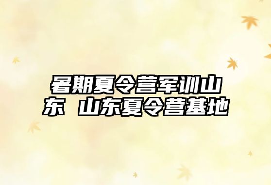 暑期夏令营军训山东 山东夏令营基地