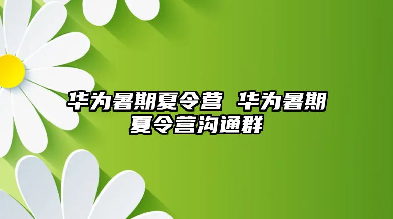 华为暑期夏令营 华为暑期夏令营沟通群