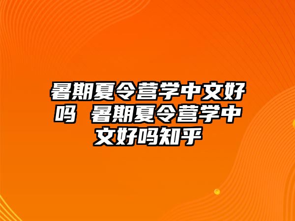 暑期夏令营学中文好吗 暑期夏令营学中文好吗知乎