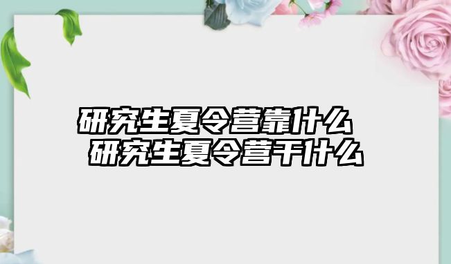 研究生夏令营靠什么 研究生夏令营干什么